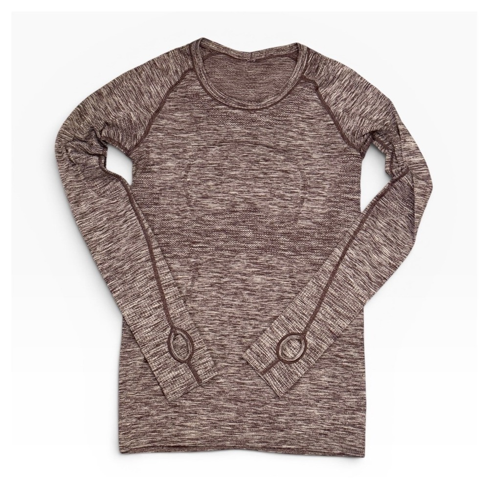 Lululemon Swiftly Tech Long Sleeve Crew Heathered Maroon Size 6 Activewear Top